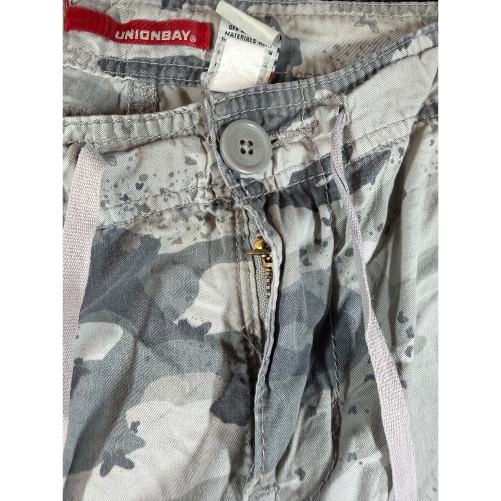Unionbay Cargo Pants Womens 17 Grey Camo Butterfly Print Utility Drawstring Wide - Picture 3 of 7